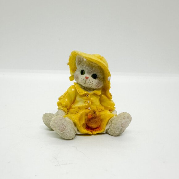 Vtg Calico Kittens Enesco Cat Cats April Showers Rain Umbrella Duck Dog Water - Picture 2 of 16